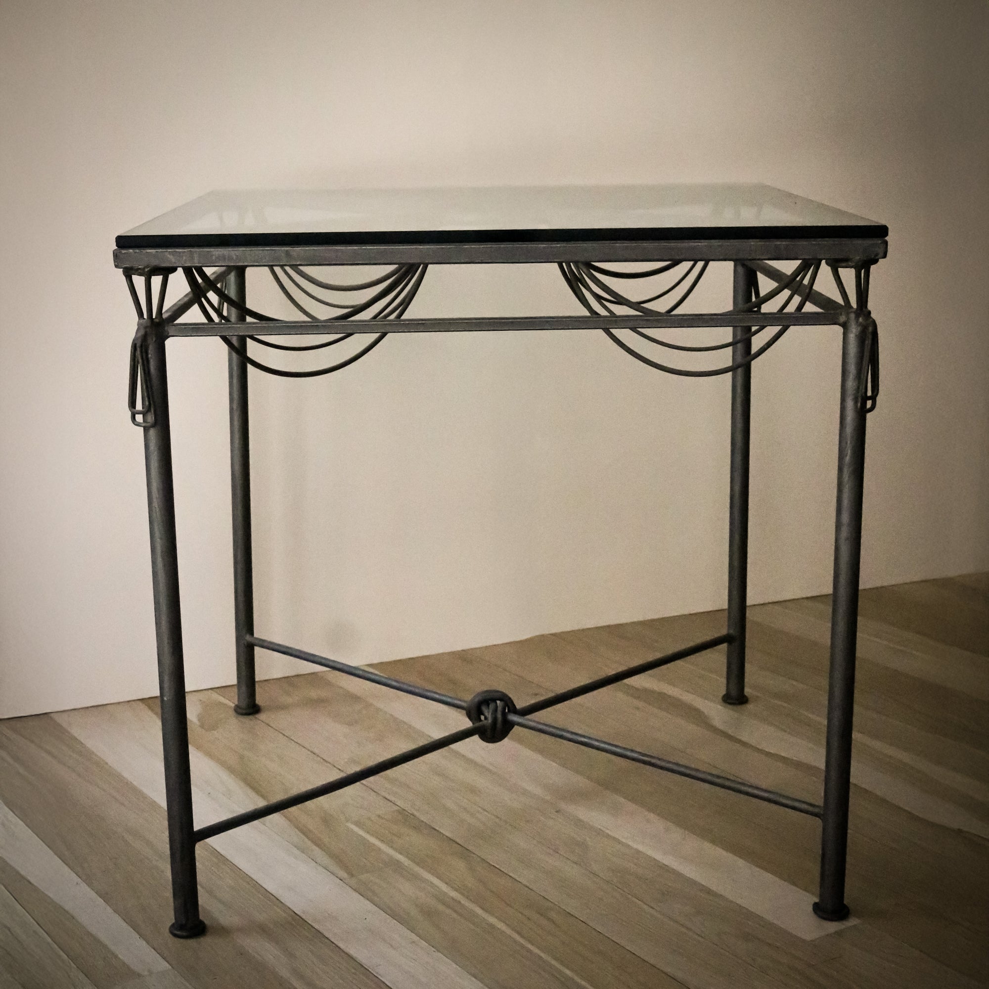 Mario Villa Wrought Iron Dining Table with Beveled Glass Top