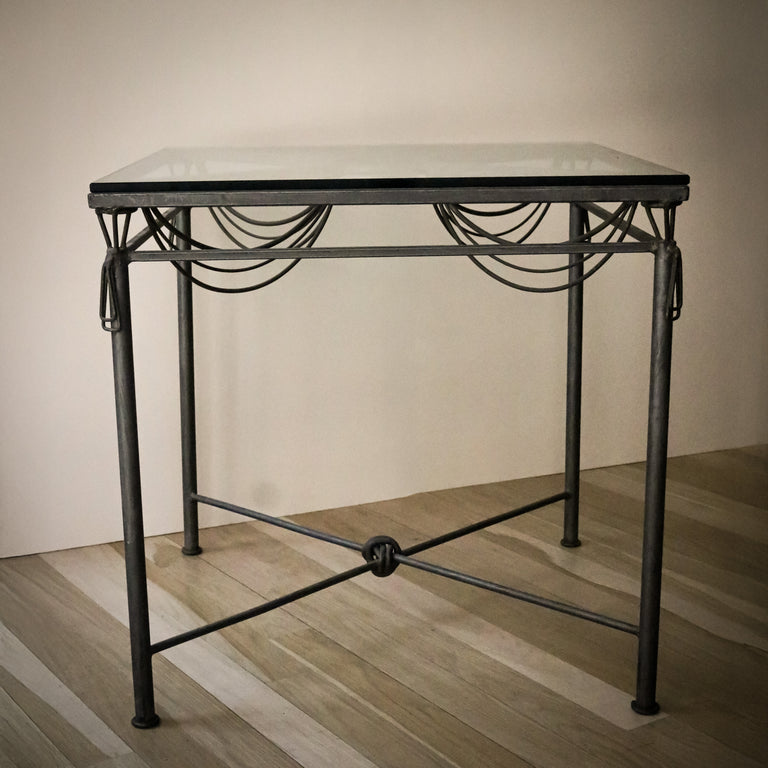 Mario Villa Wrought Iron Dining Table with Beveled Glass Top