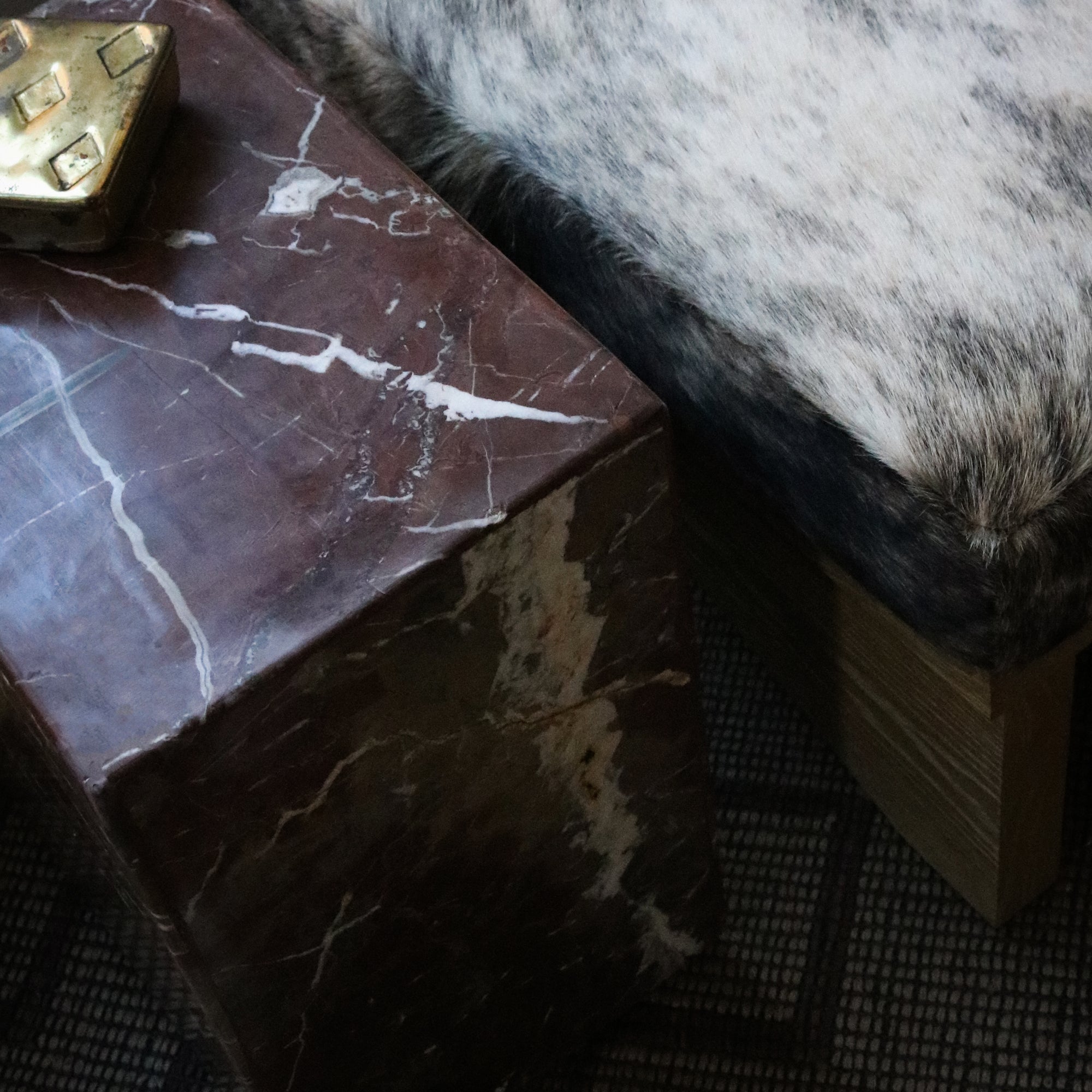 Incredible Vintage Rosso Levanto Marble Pillar Table