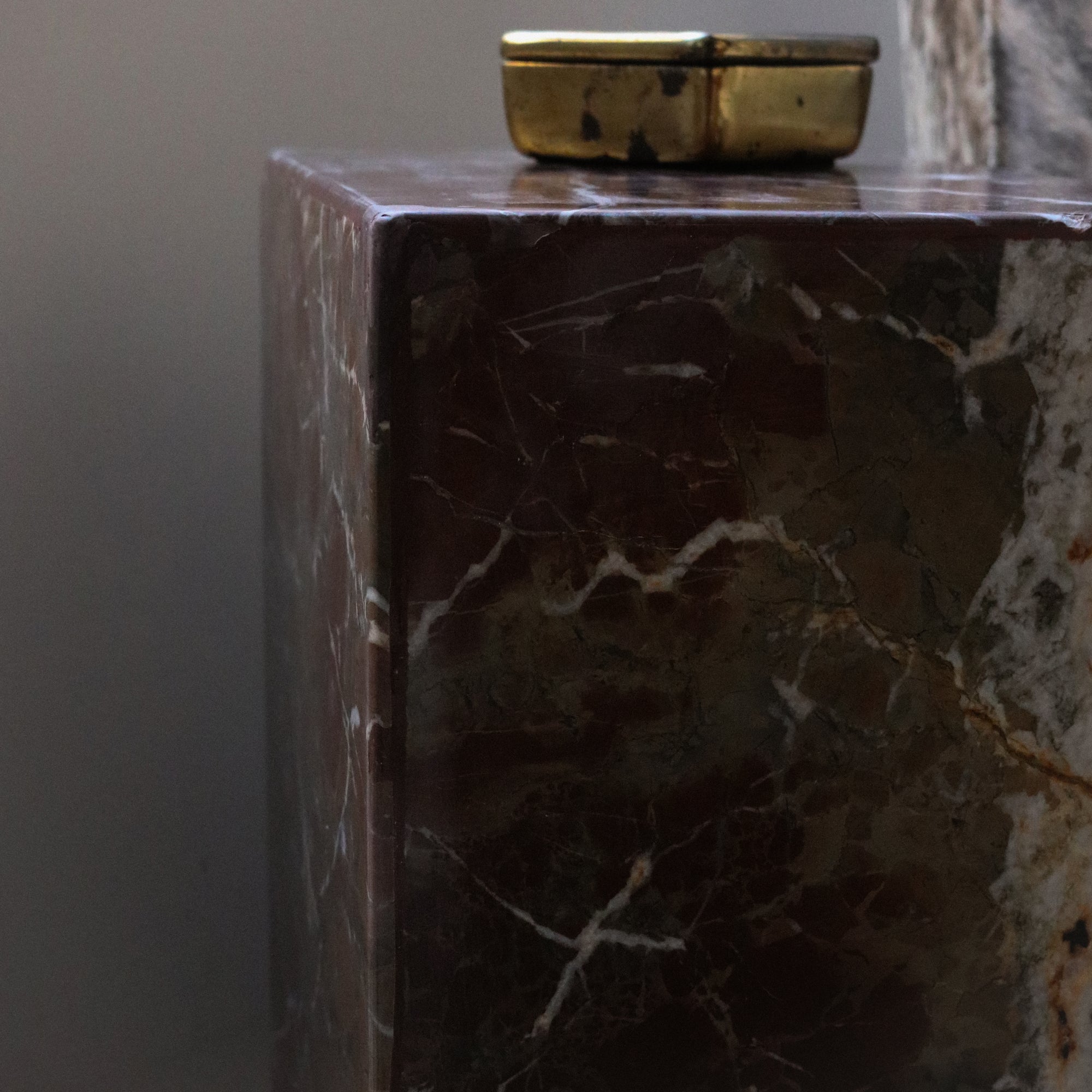 Incredible Vintage Rosso Levanto Marble Pillar Table