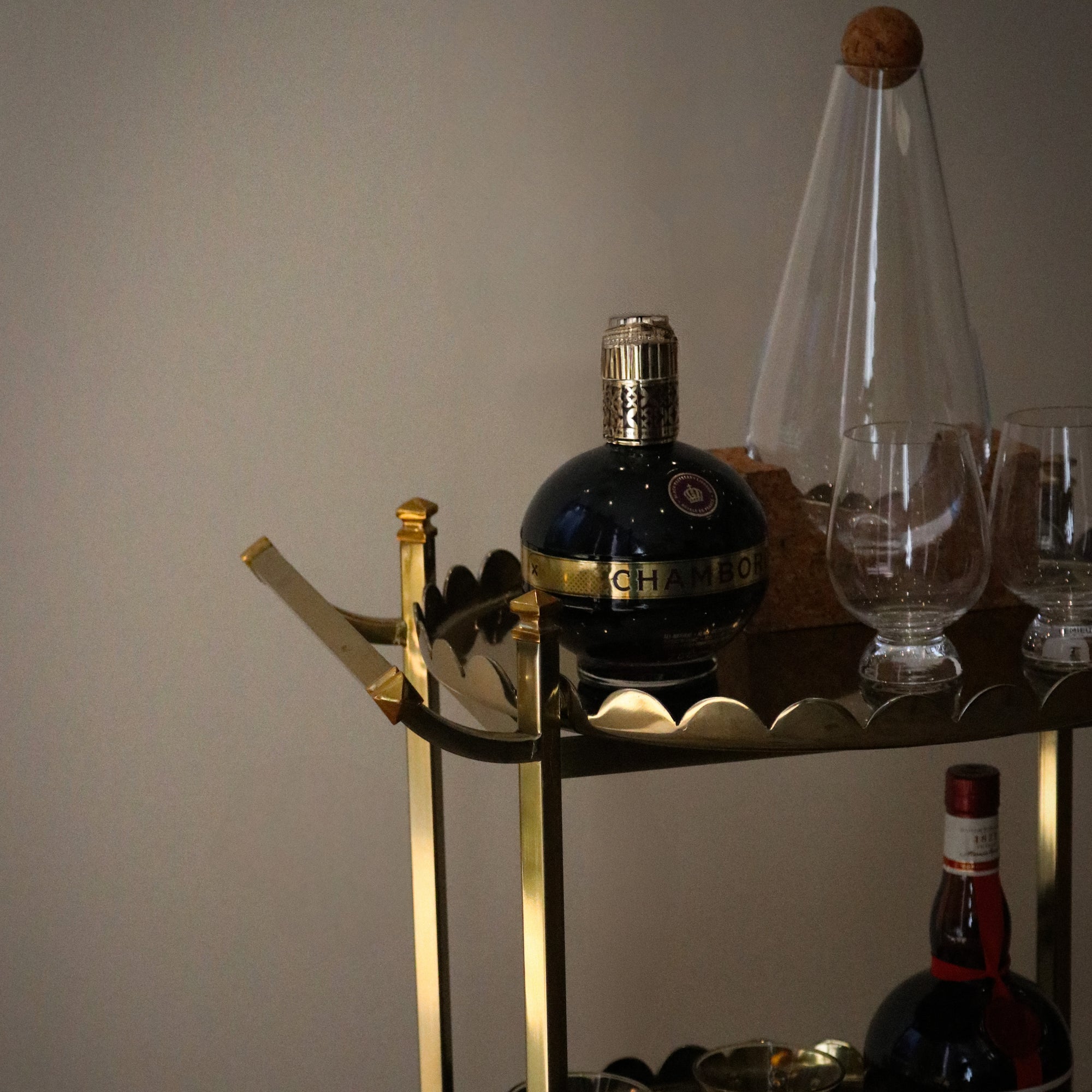 Iconic 1940s American Scalloped Brass Bar Cart