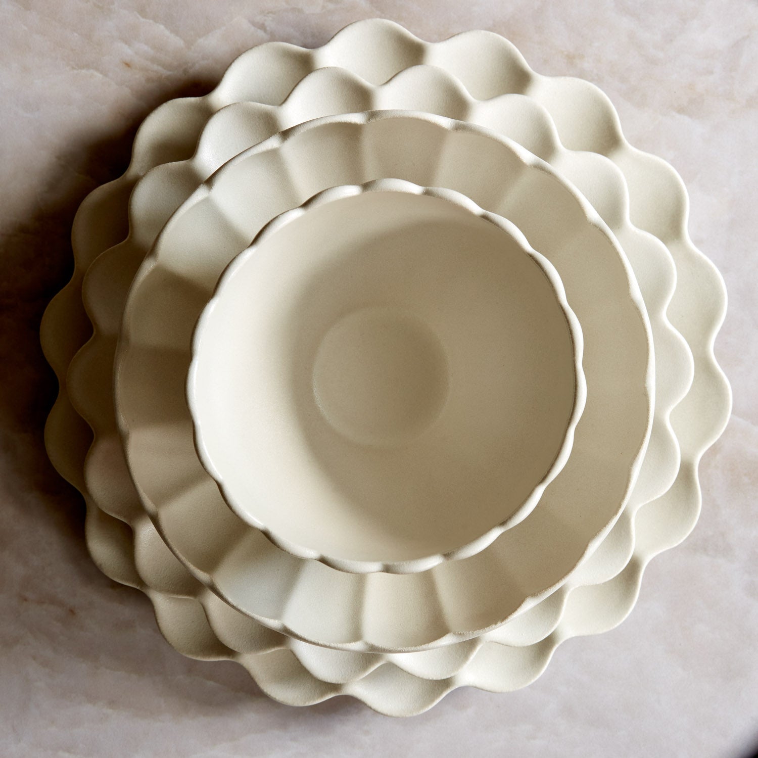 Dhalia Stoneware Bowl, Set of 4 (White)