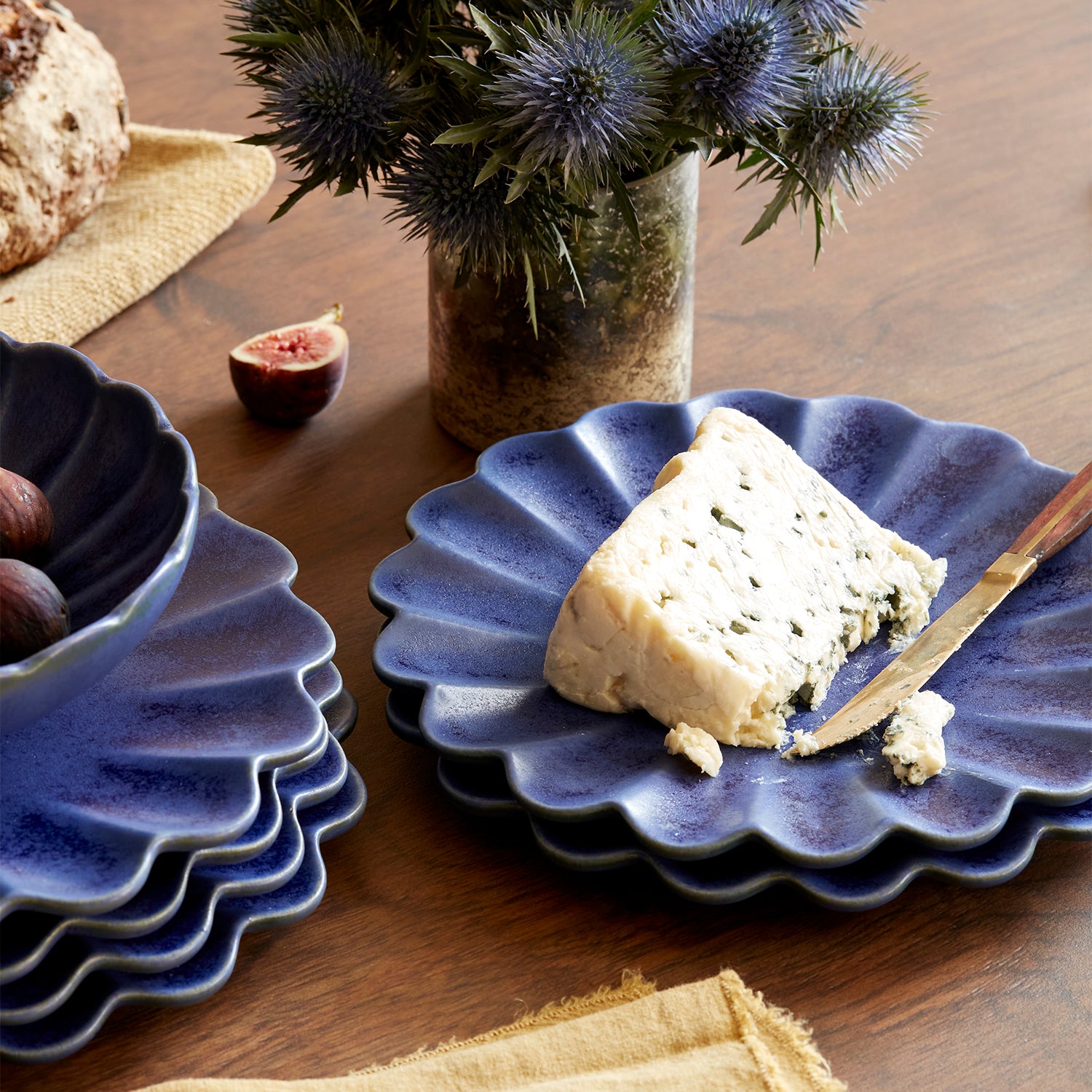 Dhalia Stoneware Salad Plate, Set of 4 (Blue)