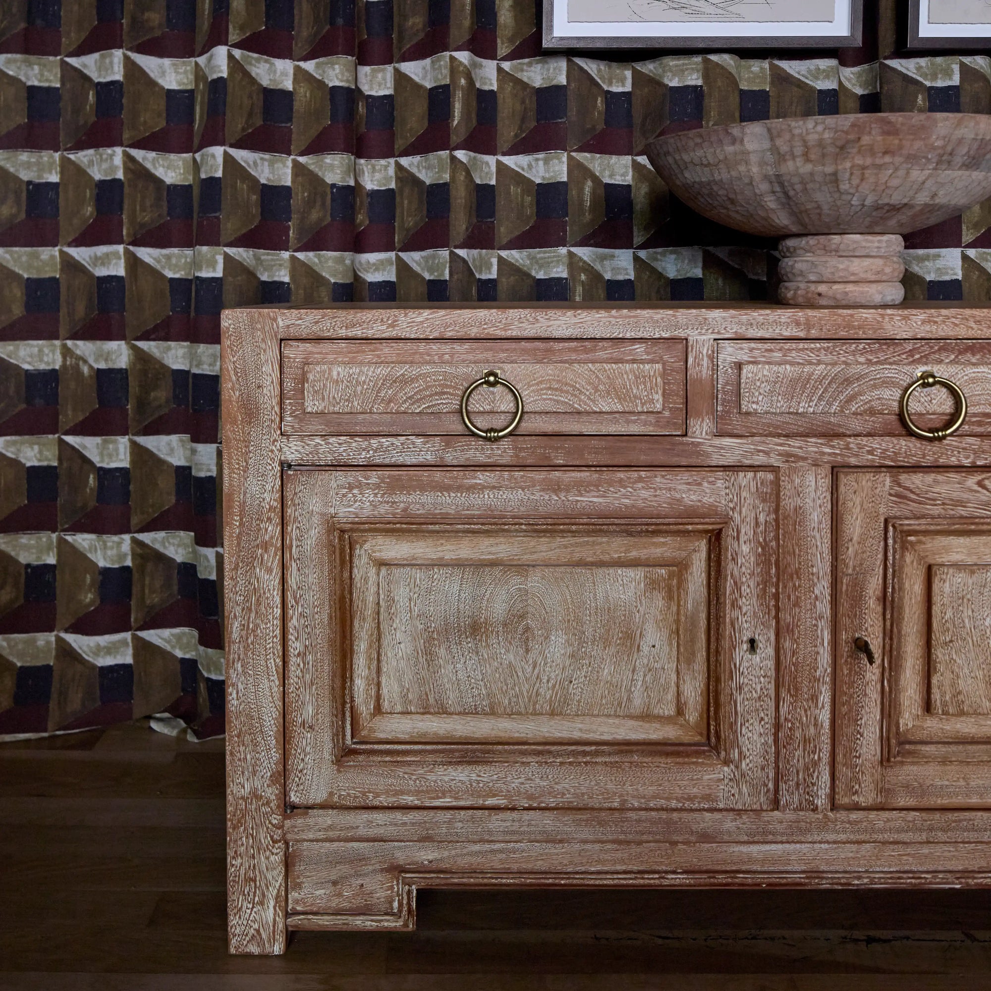 Large Cerused Oak Sideboard, 1950s