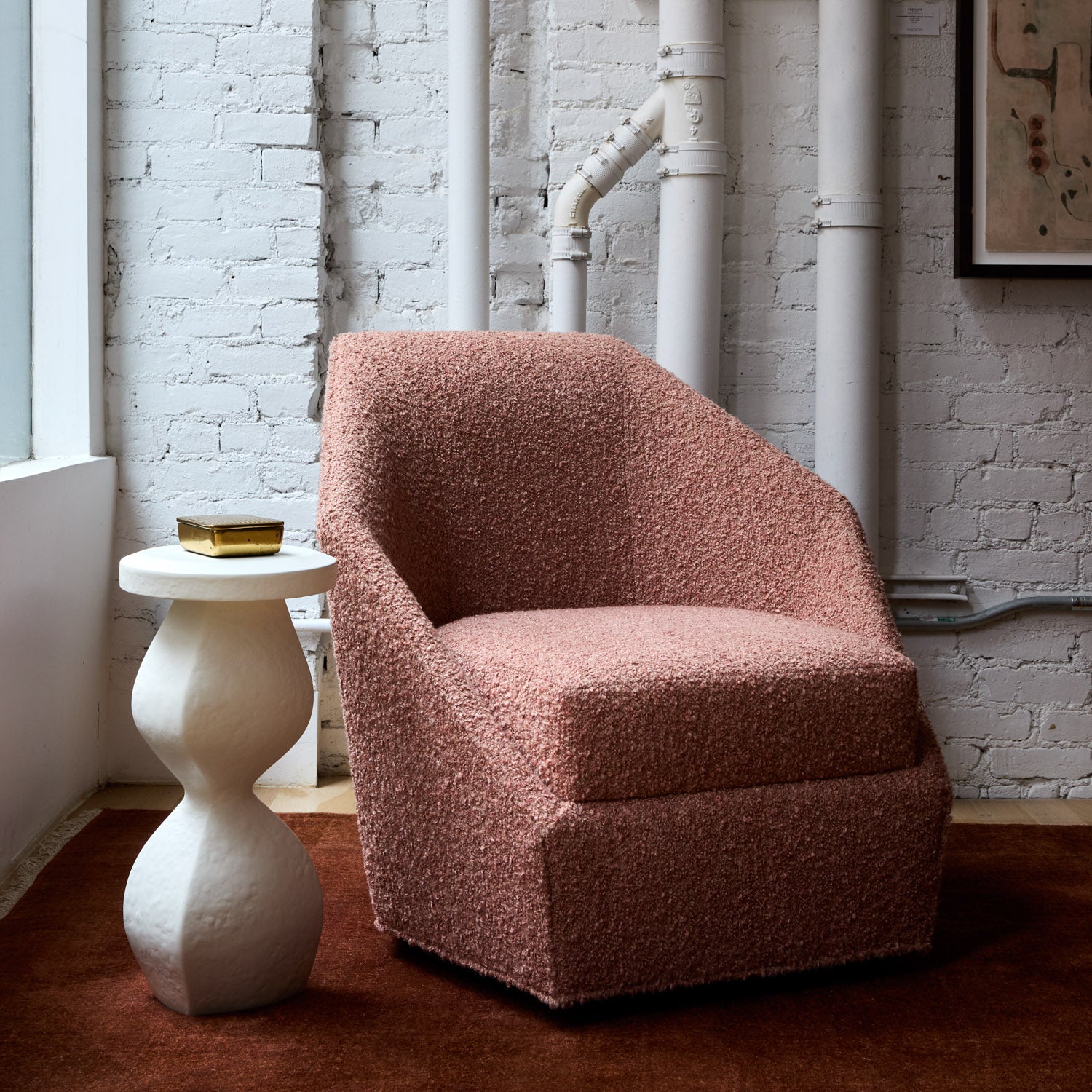Bijou Swivel Chair (in Berber Rosewood) at 14 Crosby