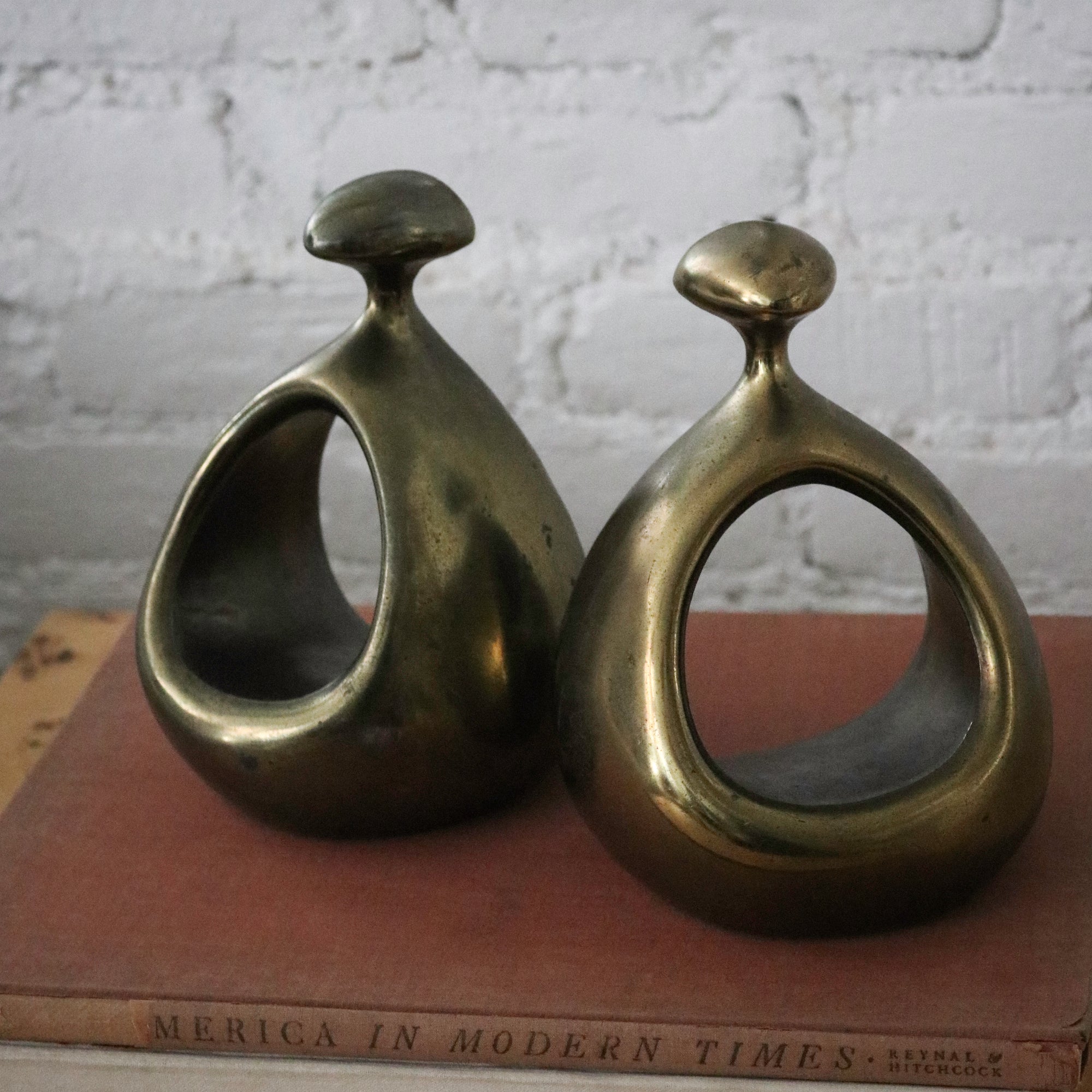1950's Decorative Ben Seibel Brass Stirrup Bookends