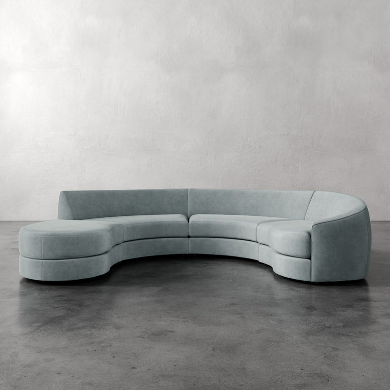 Lemieux et Cie Rulmann 4-Piece Right Sectional Performance Velvet Emerald Curved Green Sofa