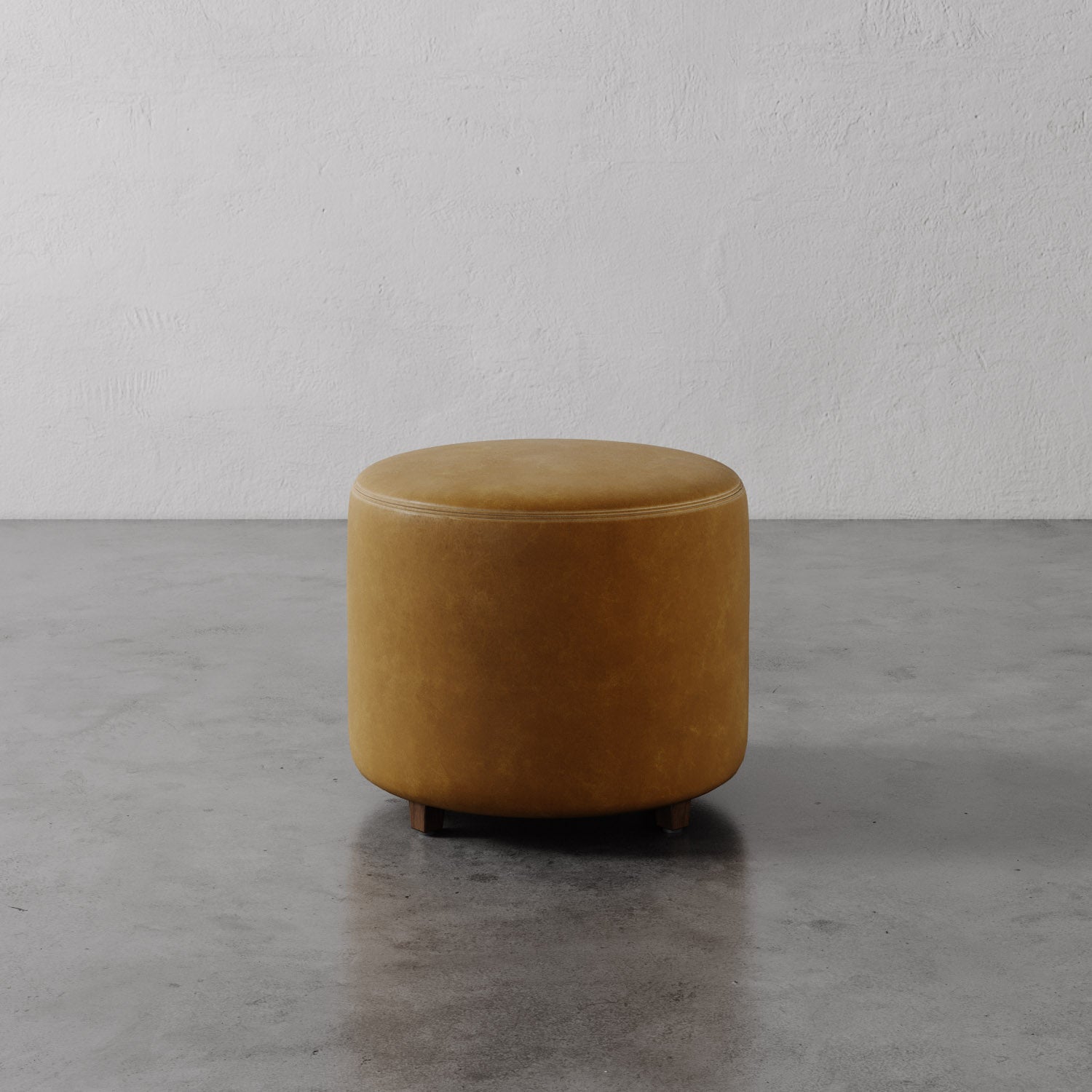 Fabien Leather Round Ottoman - 22"