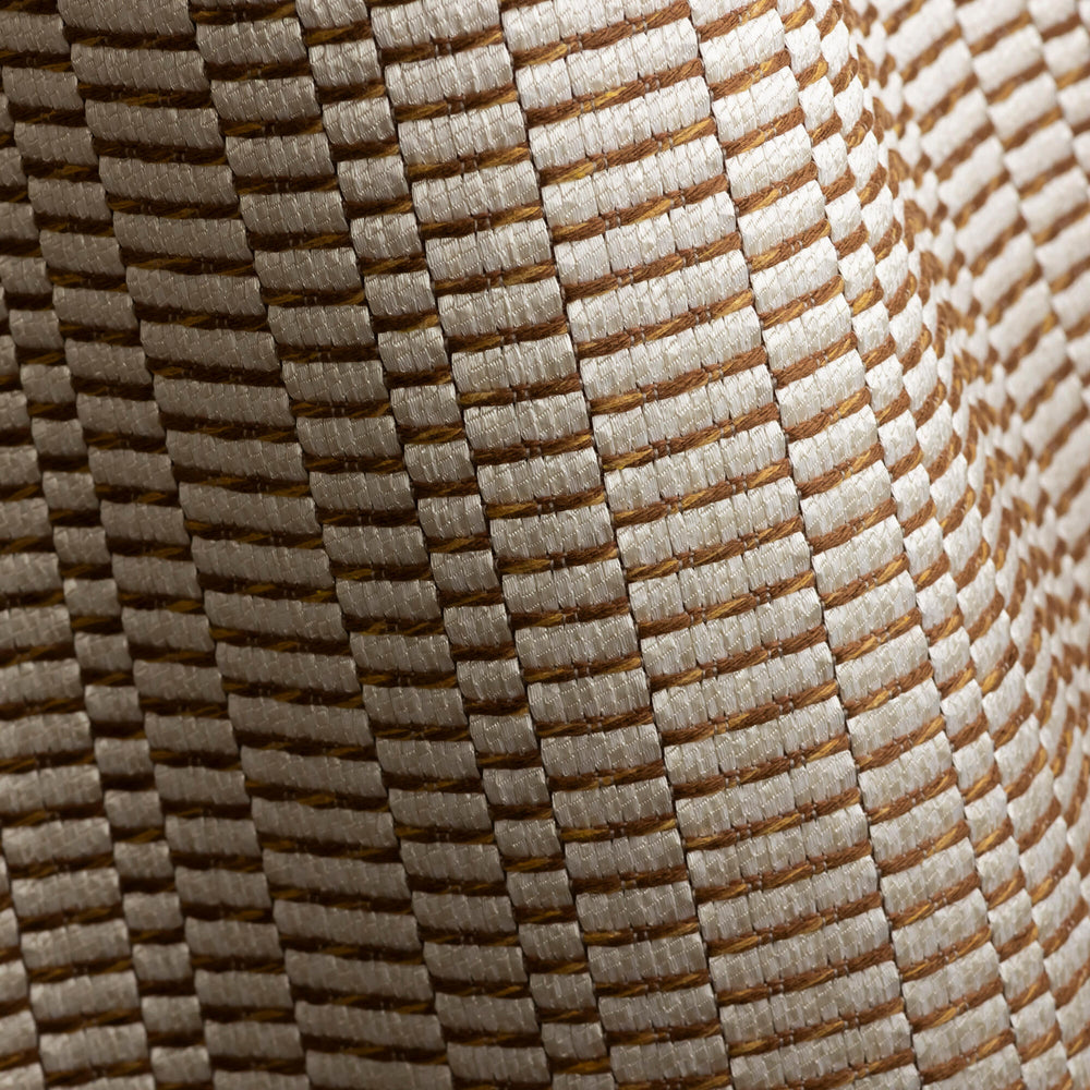 Apollo Nacre geometric jacquard upholstery fabric by Metaphores, part of Hermes' textile division, in pearly taupe and cream