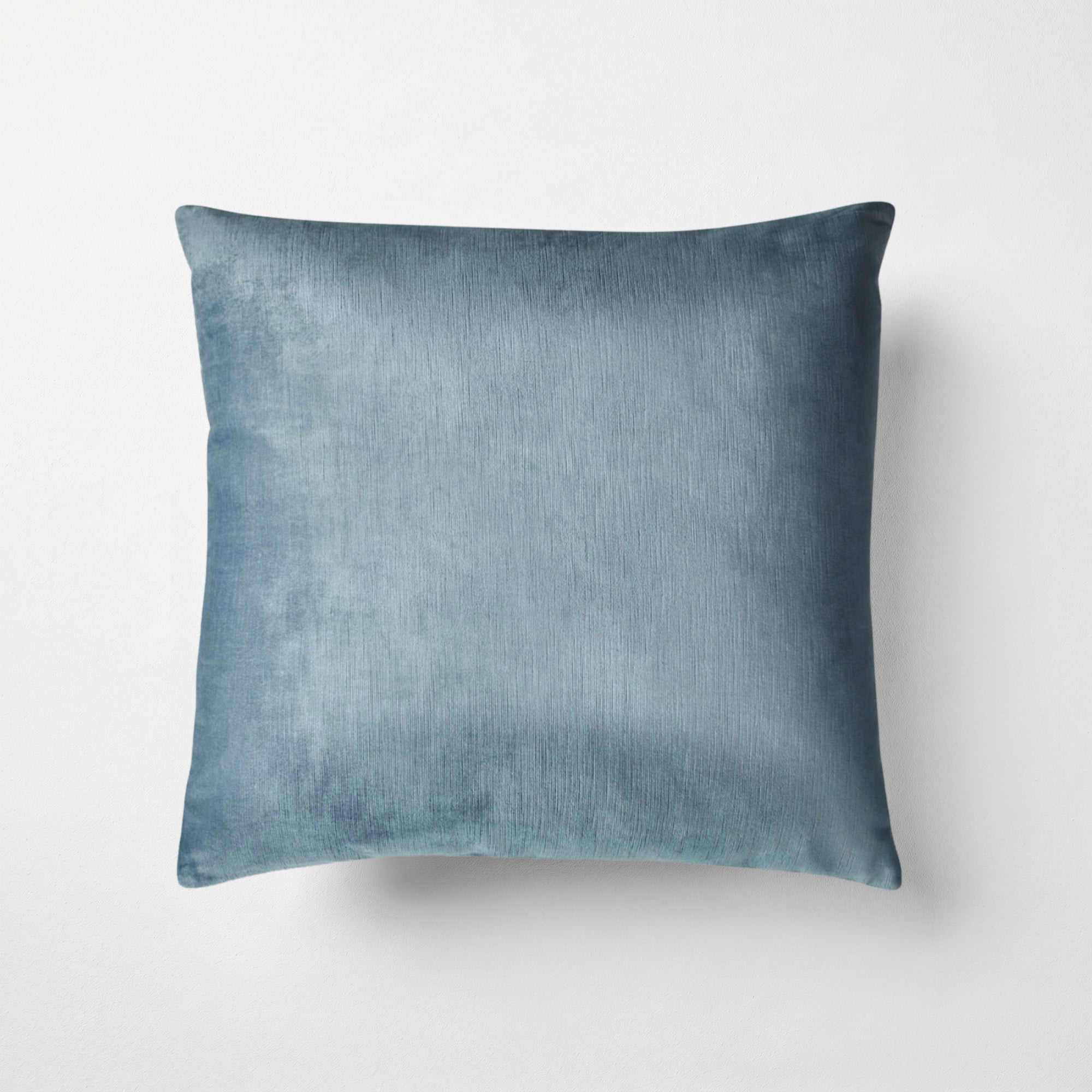 Naomi solid velvet pillow in wedgewood with a subtle sheen and striated pile