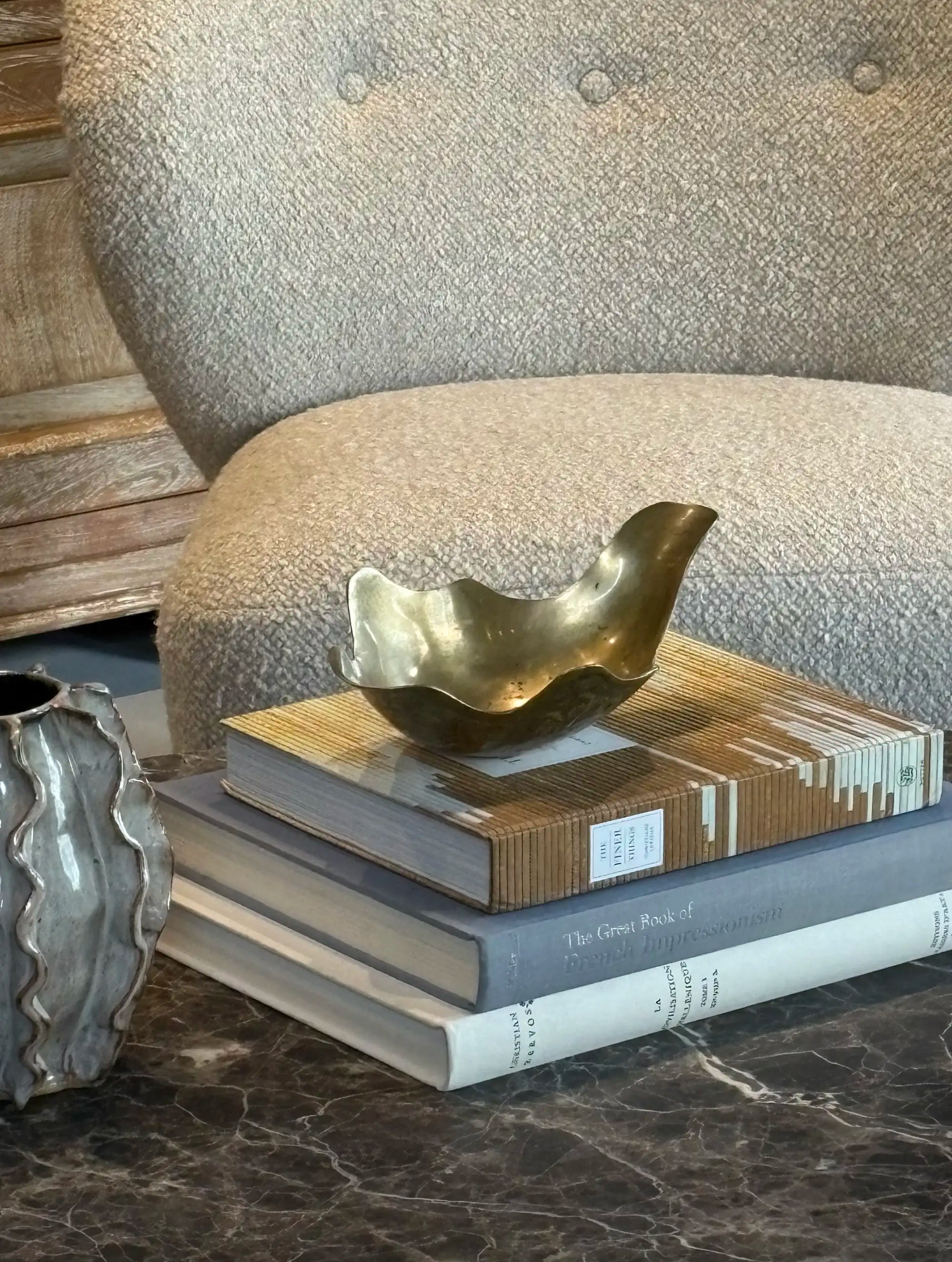 Vintage Mid-Century Brutalist Brass Centerpiece Bowl / Sculptural Catchall
