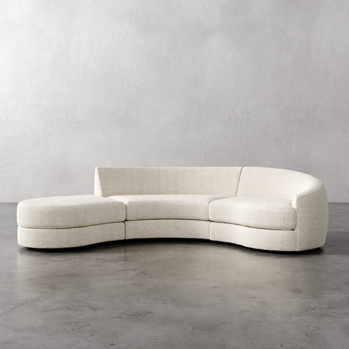 Lemieux Et Cie Rulmann 3-Piece Right Sectional Modern white sofa against a plain gray wall