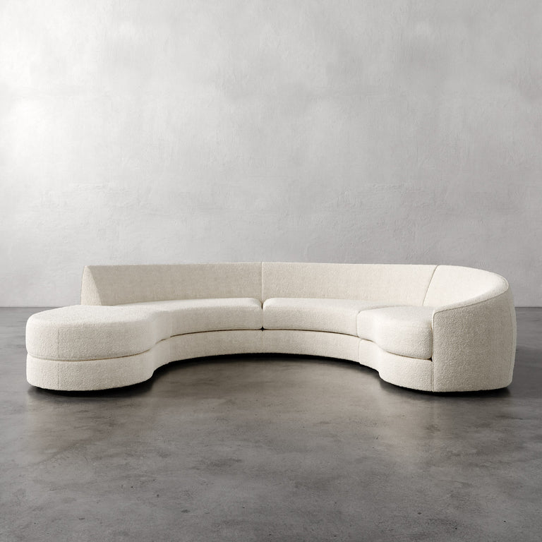 Lemieux Et Cie Curved beige sofa Rulmann 4-Piece Right Sectional Berber Cream