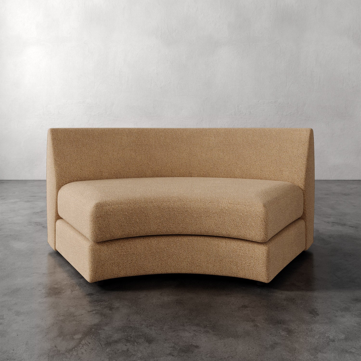 Lemieux Et Cie Rulmann Wedge Beige sofa on a gray floor with a neutral background