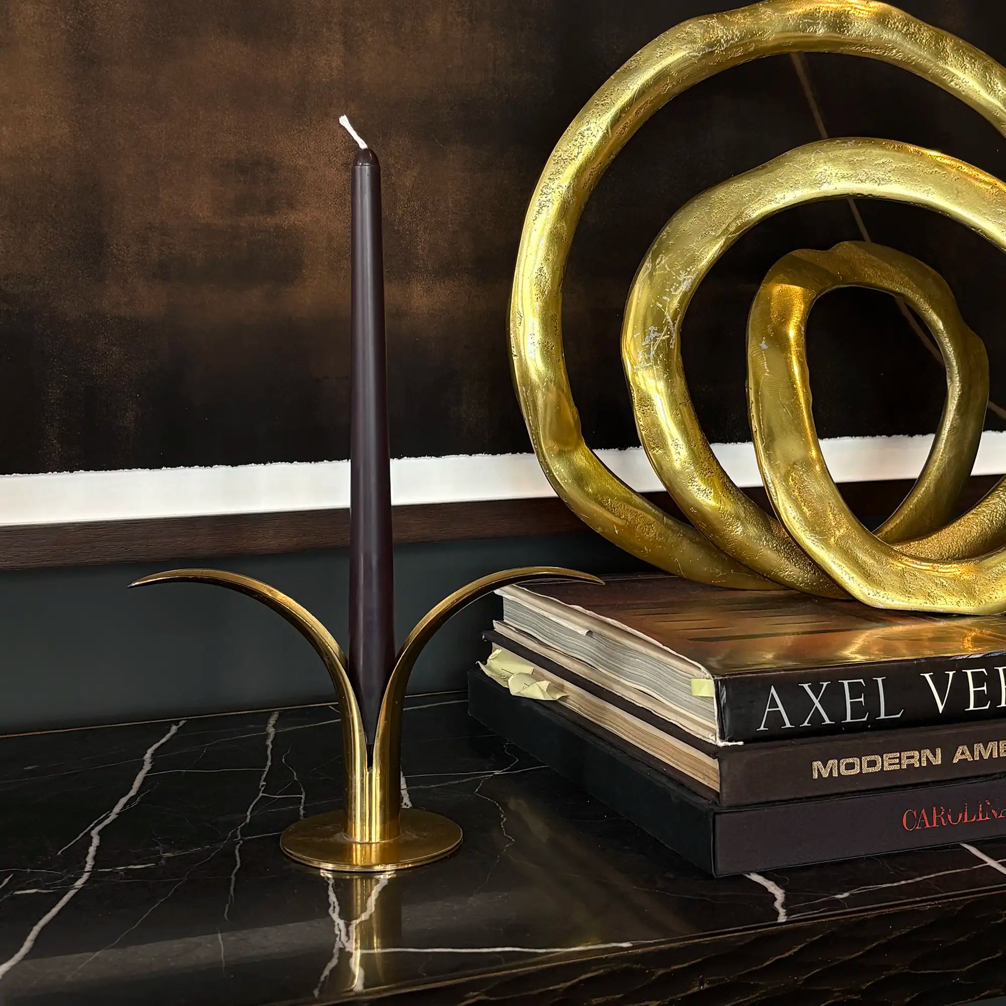 Vintage Ivar Alenius Björk Brass Lily Candlesticks by Ystad Metall, Sweden