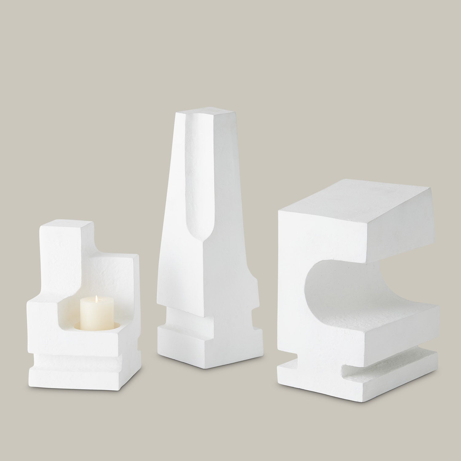 La Structure Sculptural Pillar Holder (White)