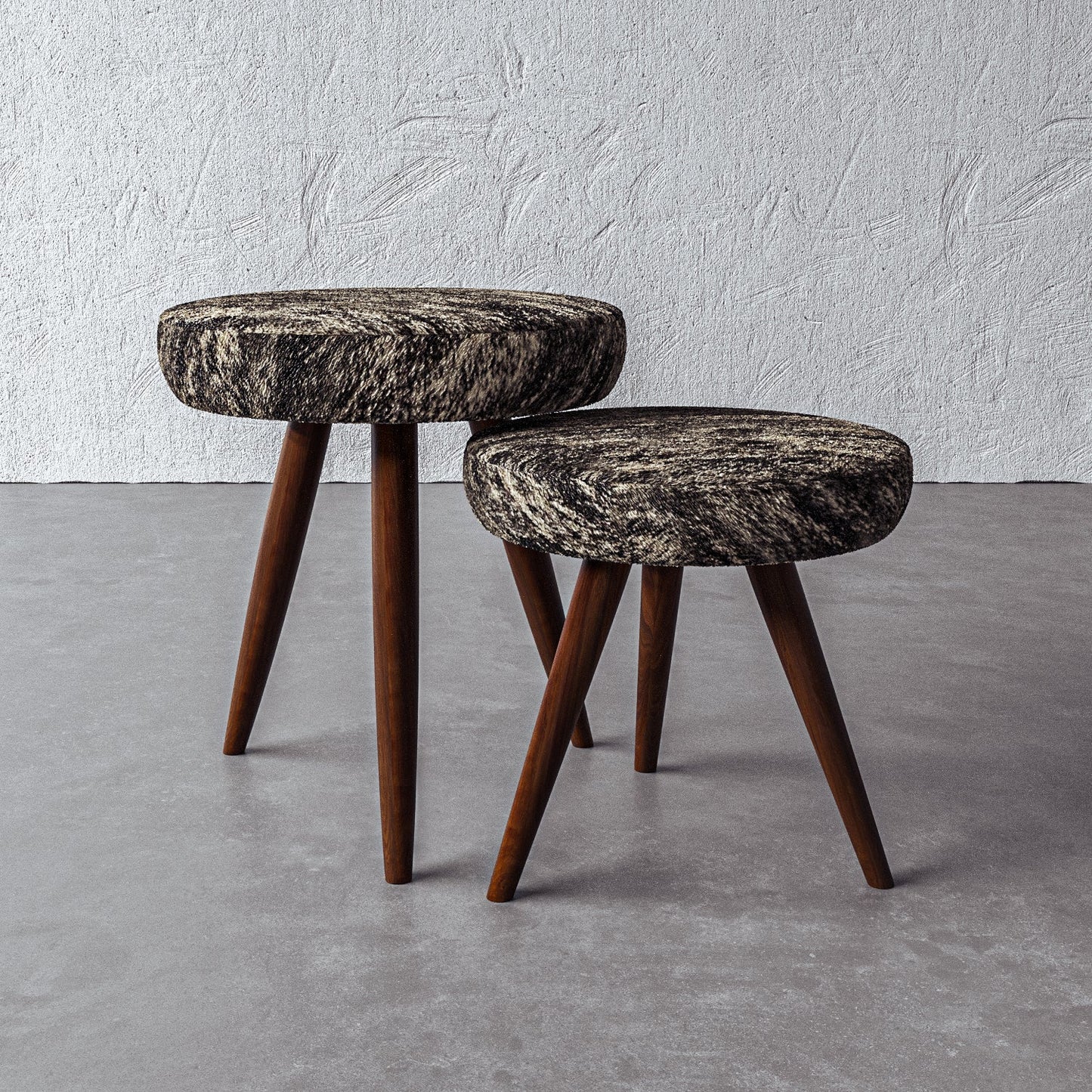 Charron Leather Ottoman - Brindle Grey HOH