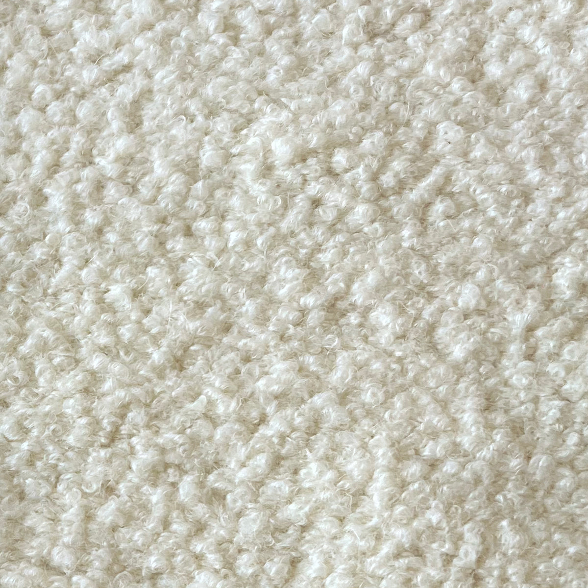 Lemieux et Cie Luxe Berbers & Bouclés textile swatch in cream, close-up detail showing textured bouclé weave with soft organic loops