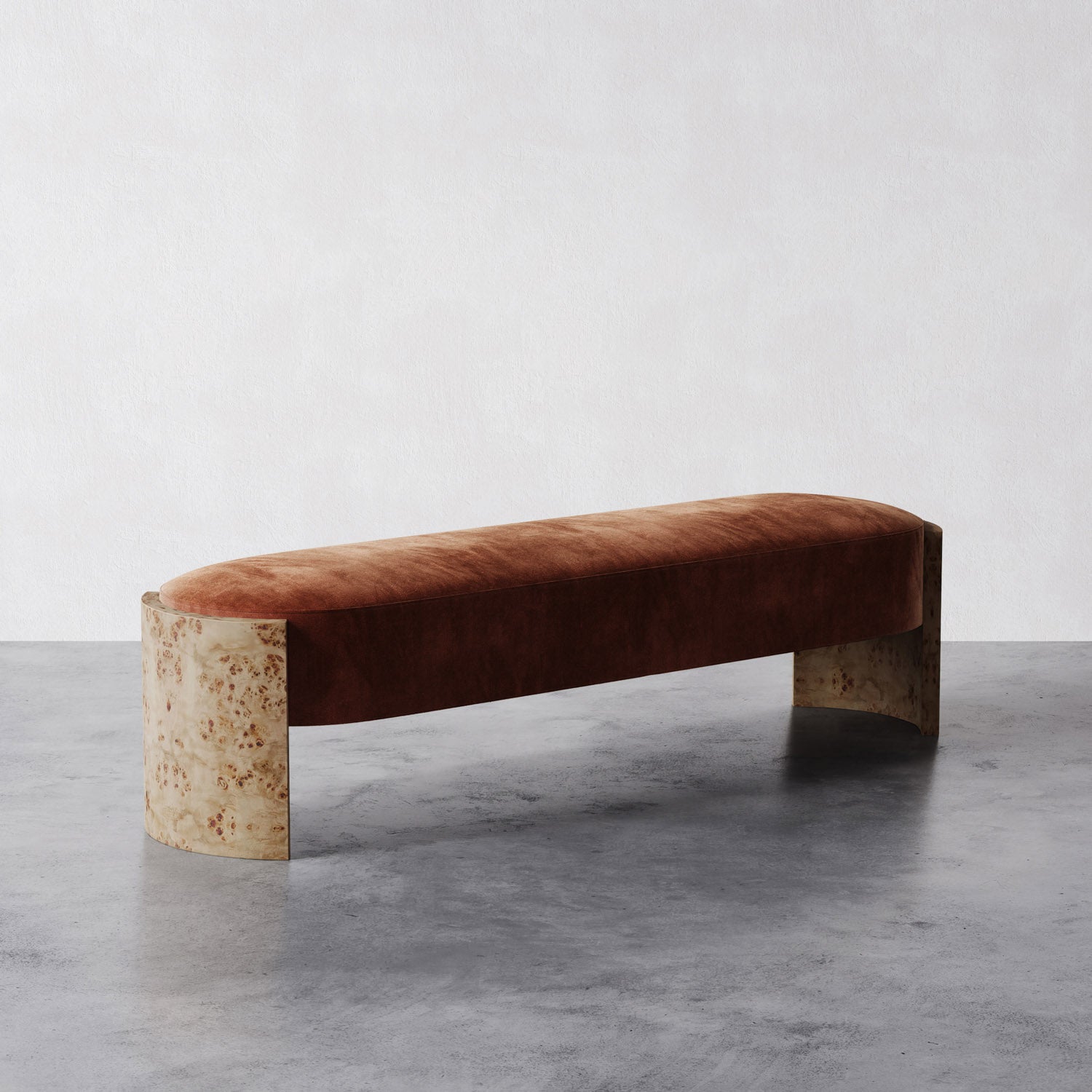 Benoit Bench in Cinnamon Faux Mohair