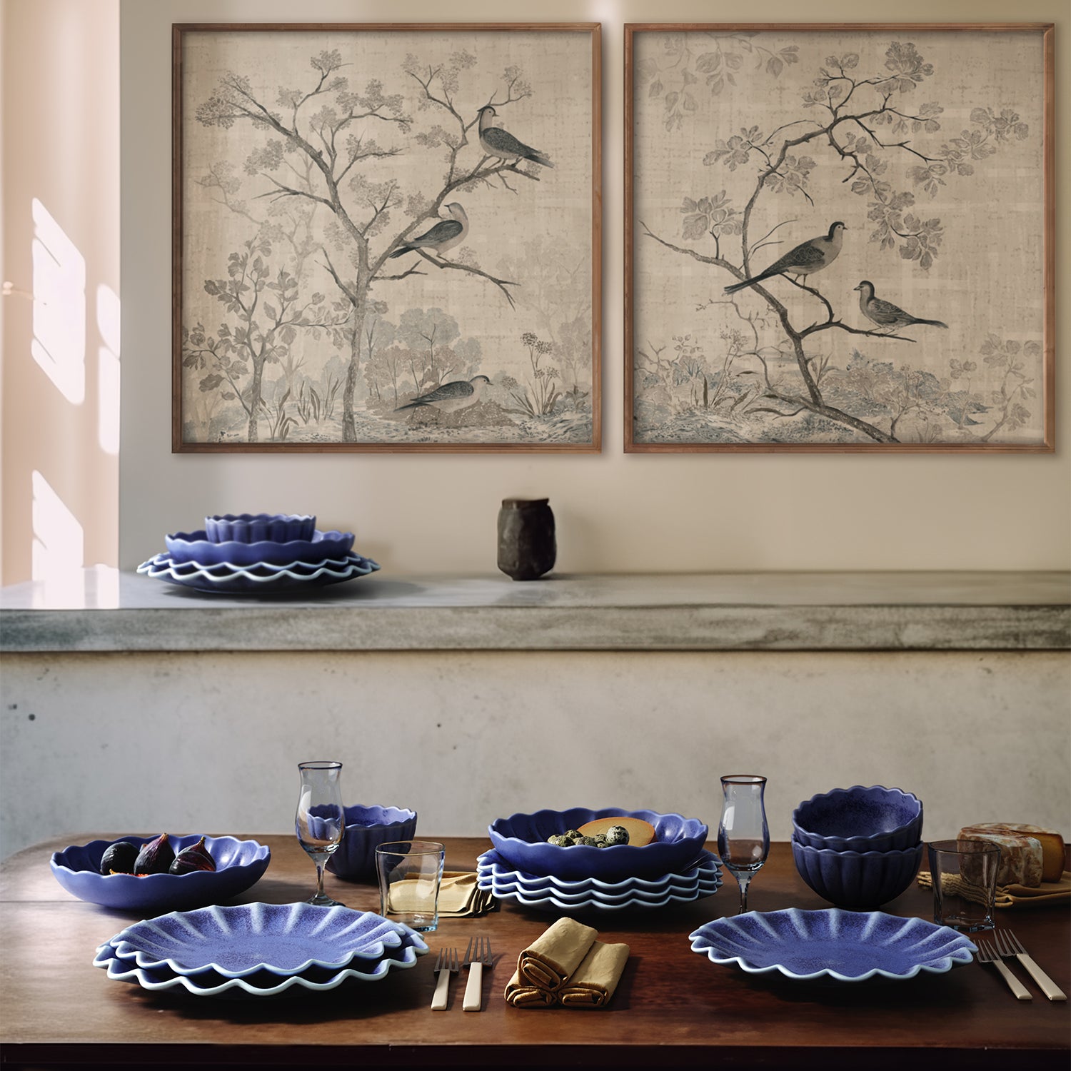 Dhalia Stoneware Bowl, Set of 4 (Blue)