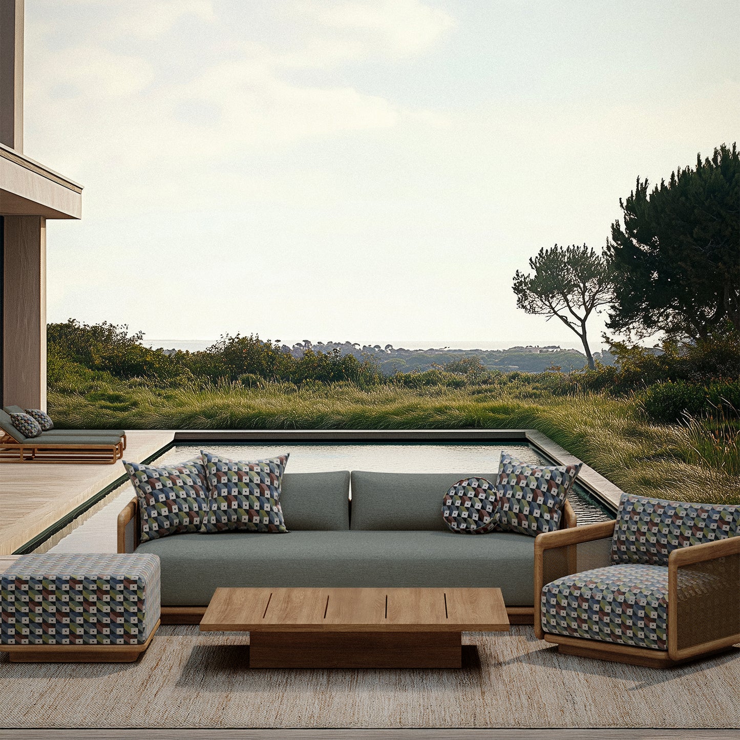 Outdoor Pillow - Mosaic Cubes