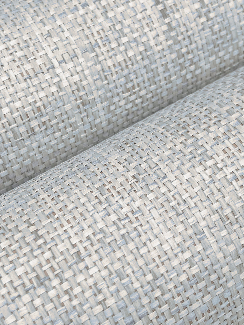 Lemieux et Cie Kami Paperweave in sky blue, handcrafted paperweave textile swatch with basketweave pattern shown on white studio backdrop.