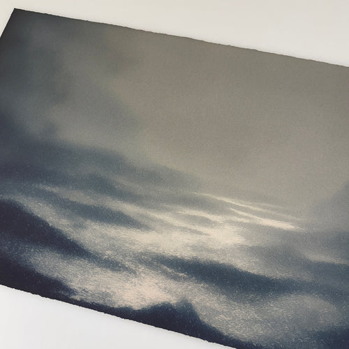 Lemieux et Cie Honfleur Limited Edition Art Print, abstract composition in blue and ivory tones with organic flowing forms, shown on neutral backdrop.