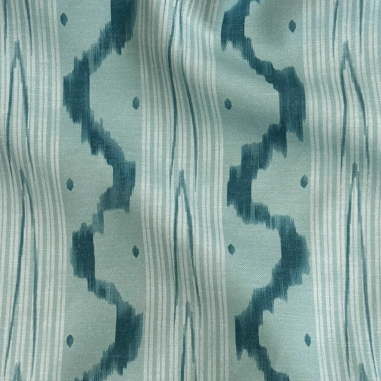 Outdoor Pillow - Teal Ikat Waves