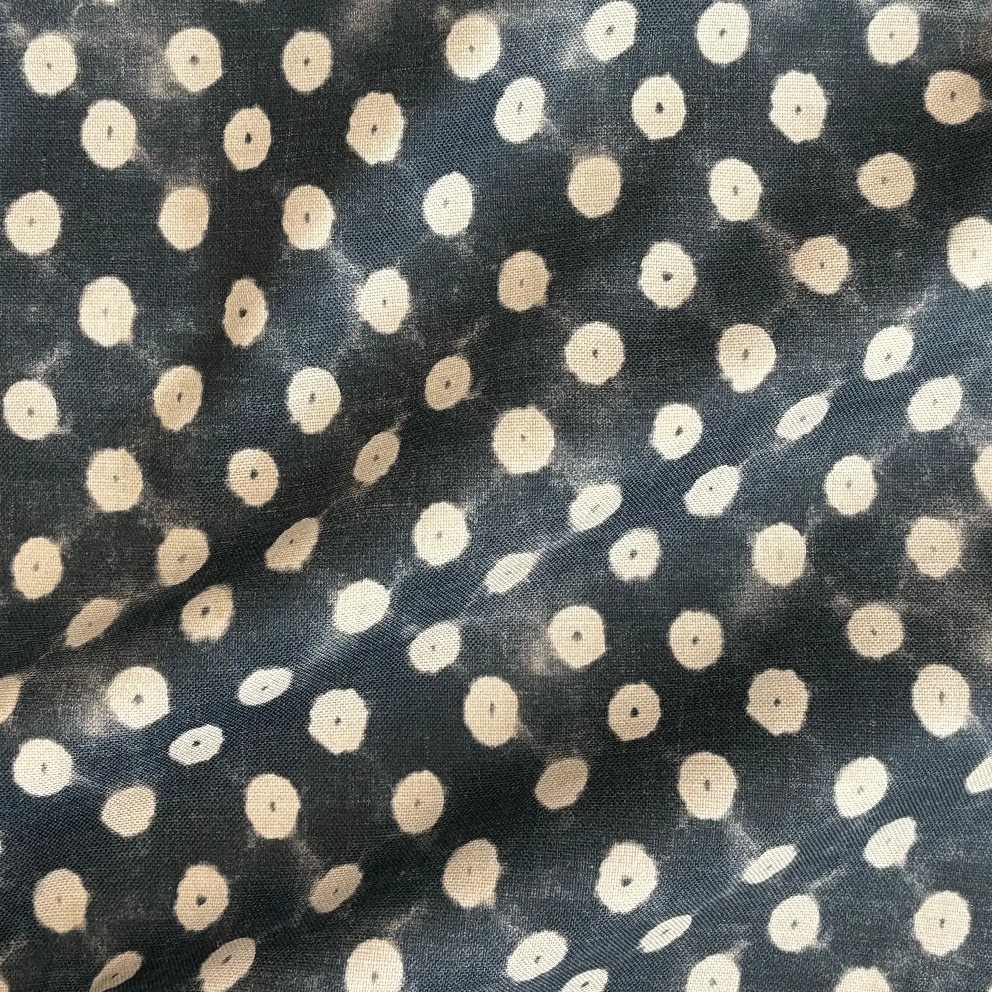 Outdoor Pillow - Indigo Resist Dye Polka Dot
