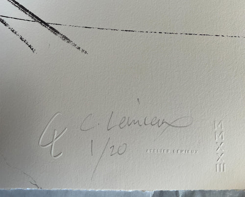Lemieux et Cie Le Fourré Un art print detail, hand-signed and numbered edition 1/20, embossed Atelier Lemieux stamp on textured paper.