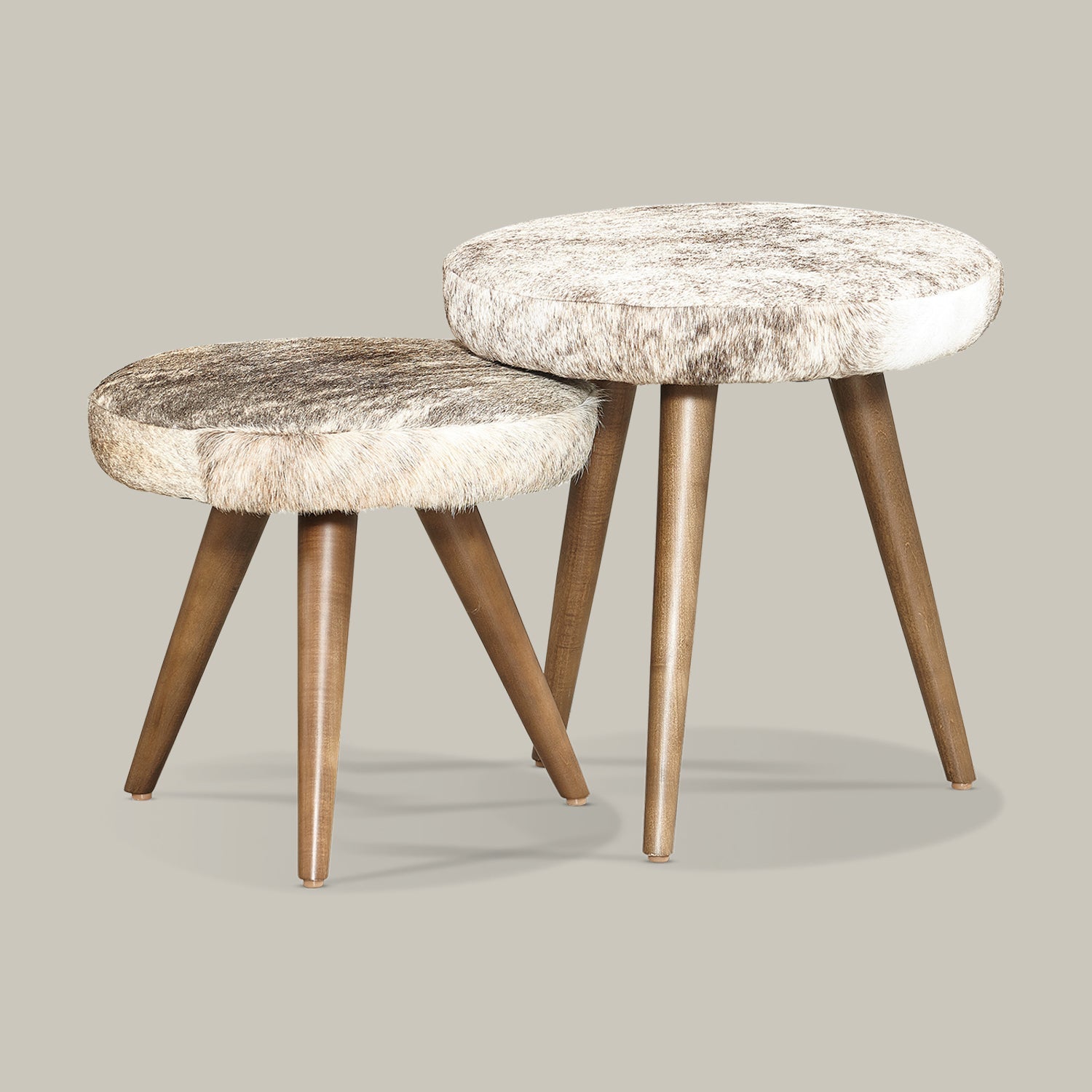 Charron Leather Ottoman - Brindle Grey HOH