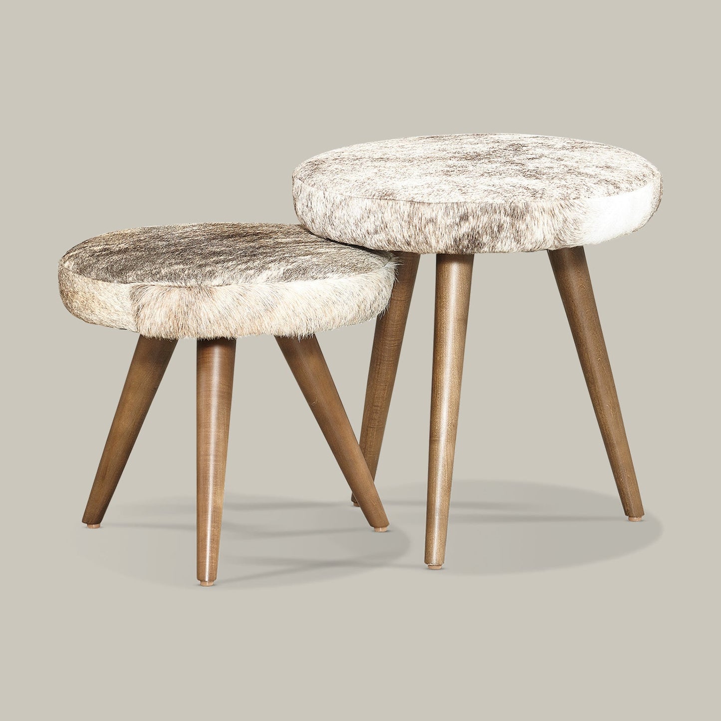 Charron Leather Ottoman - Brindle Grey HOH