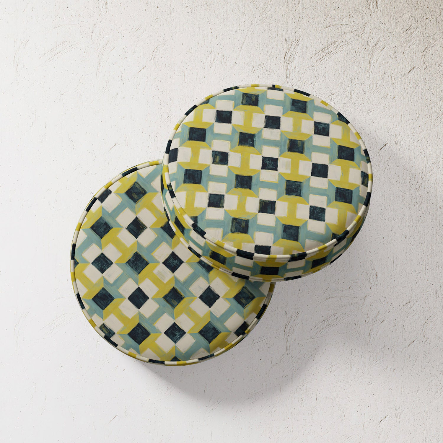 Outdoor Pillow - Geometric Navy / Citron