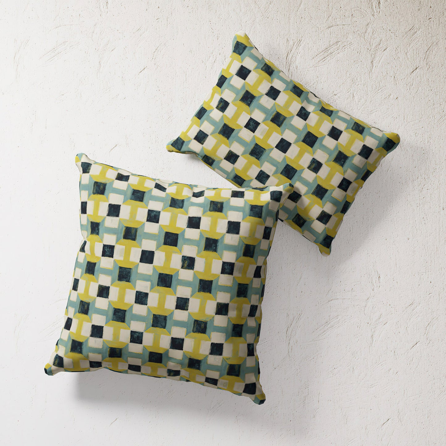 Outdoor Pillow - Geometric Navy / Citron