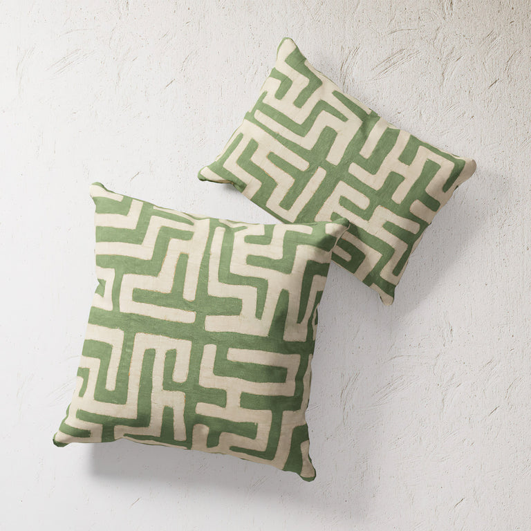Outdoor Pillow - Kuba Cloth Green