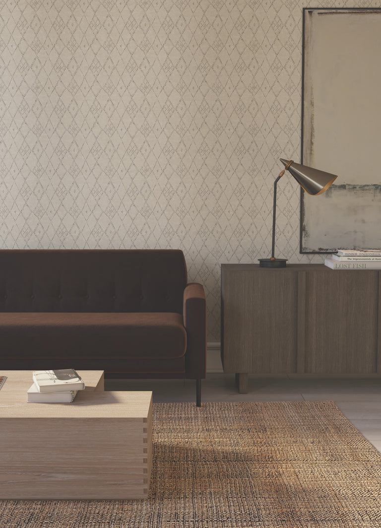 Souk Diamonds Wallpaper (Taupe/ Charcoal)