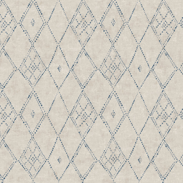 Souk Diamonds Wallpaper (Taupe/Denim)