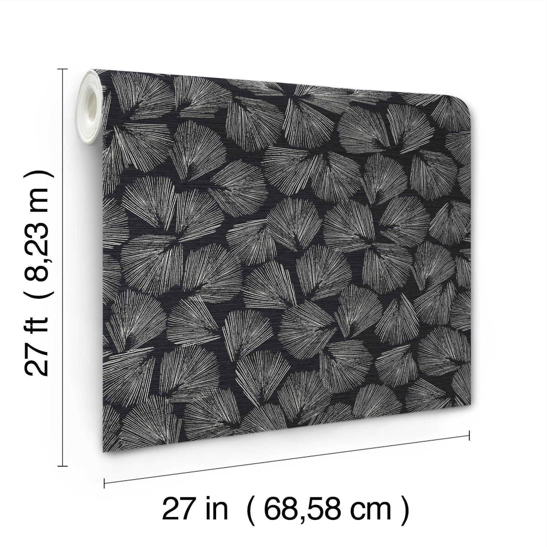 Elora Leaf Wallpaper (Black)