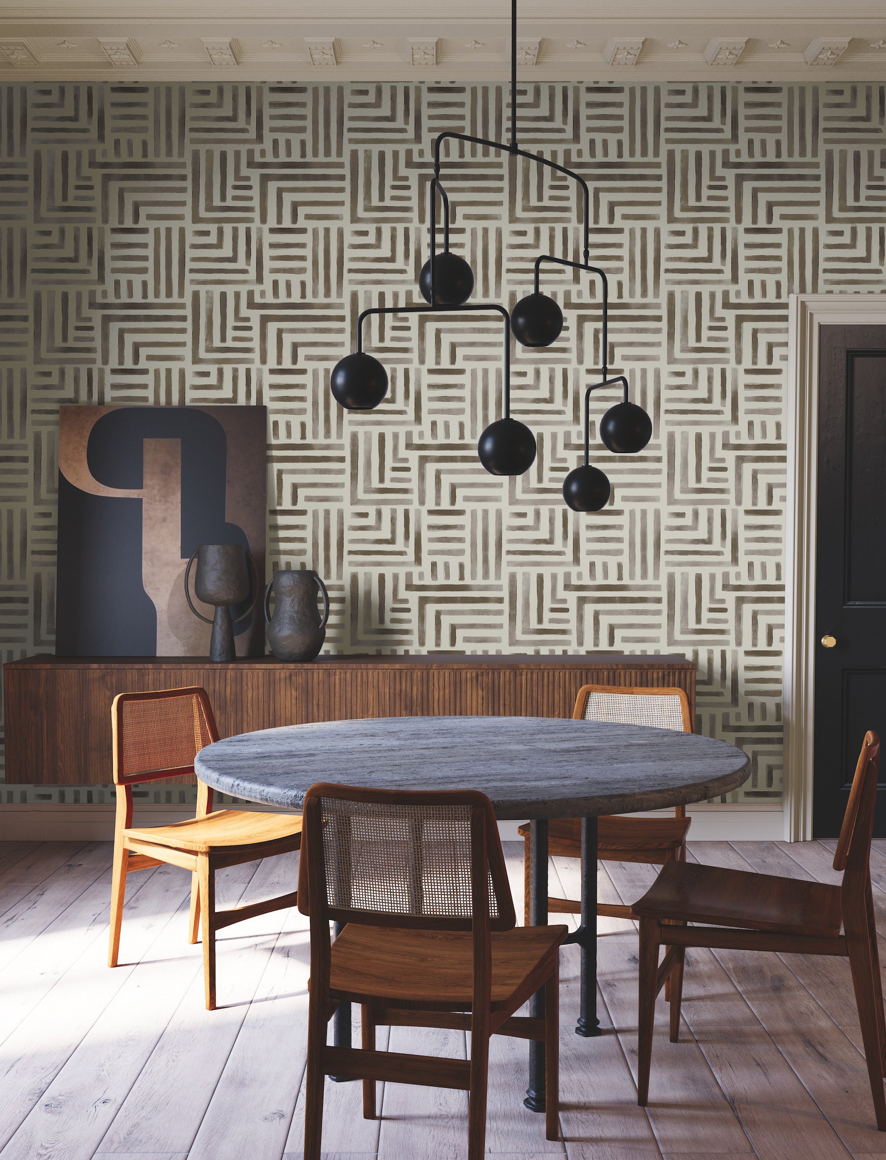 Painterly Labyrinth Wallpaper (Warm Neutral)