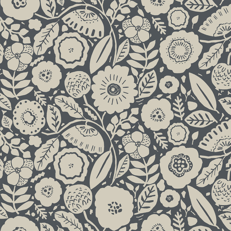 Camille Blossom Wallpaper (Charcoal)