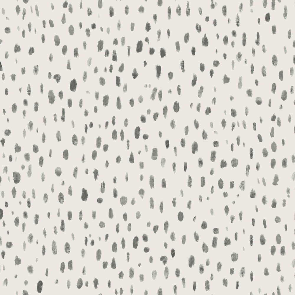 Lemieux et Cie Pluie wallpaper in smoky blue with red and lavender, hand-painted pattern with raised watercolor strokes on neutral ground.