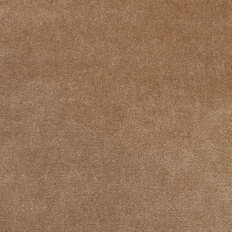 Lemieux et Cie Nutmeg Performance Velvet swatch in warm caramel brown, textured surface with subtle diagonal weave pattern, shown on white studio backdrop.