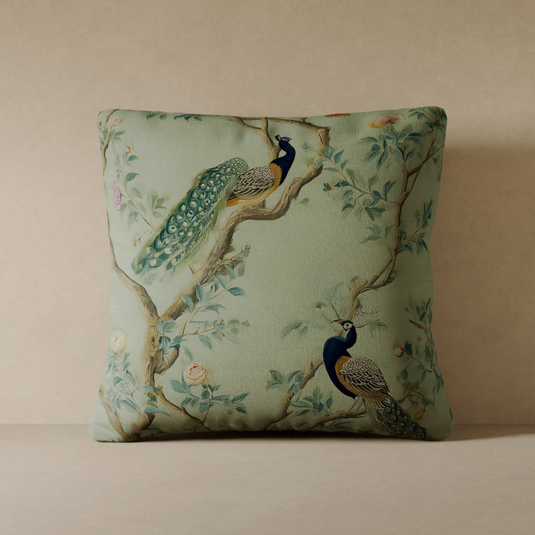 Peacock Plume Velvet Pillow