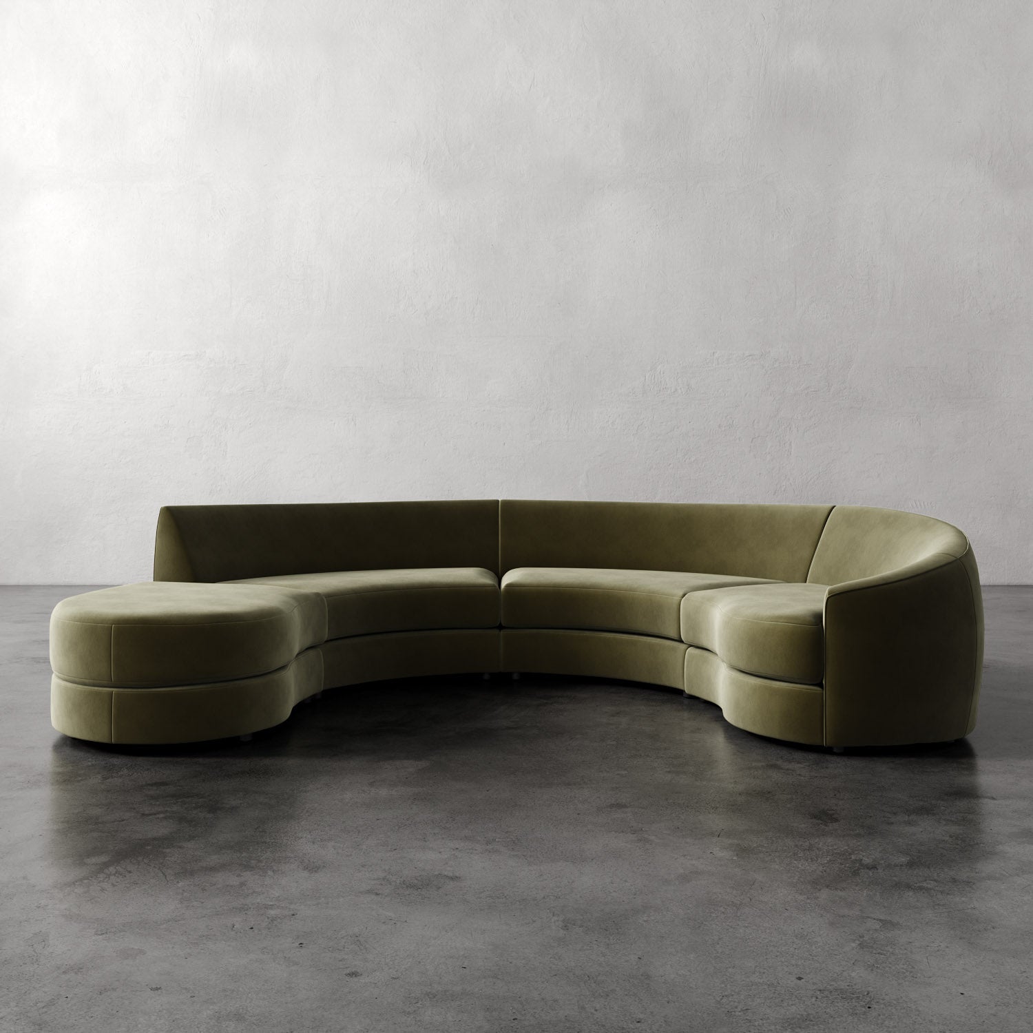 Lemieux et Cie Rulmann 4-Piece Right Sectional Performance Velvet Balsam Curved Green Sofa