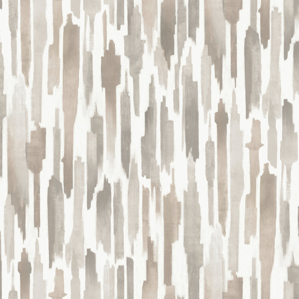 Lemieux et Cie Pluie wallpaper in ocean blue and stone gray, vertical watercolor streaks pattern with raised texture shown against white backdrop.