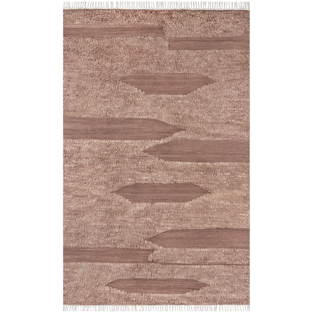 Lemieux et Cie Rafalla Rug in natural undyed wool, handmade high-low pile rug with organic abstract pattern and textured shaggy finish.