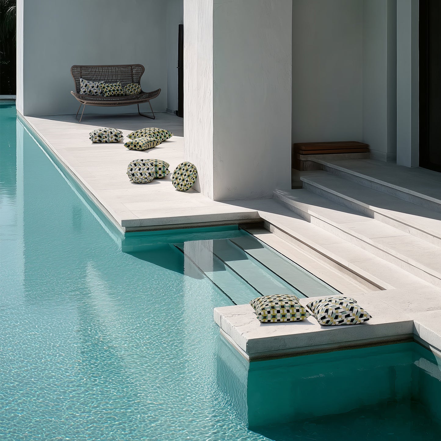 Outdoor Pillow - Op Art Blue