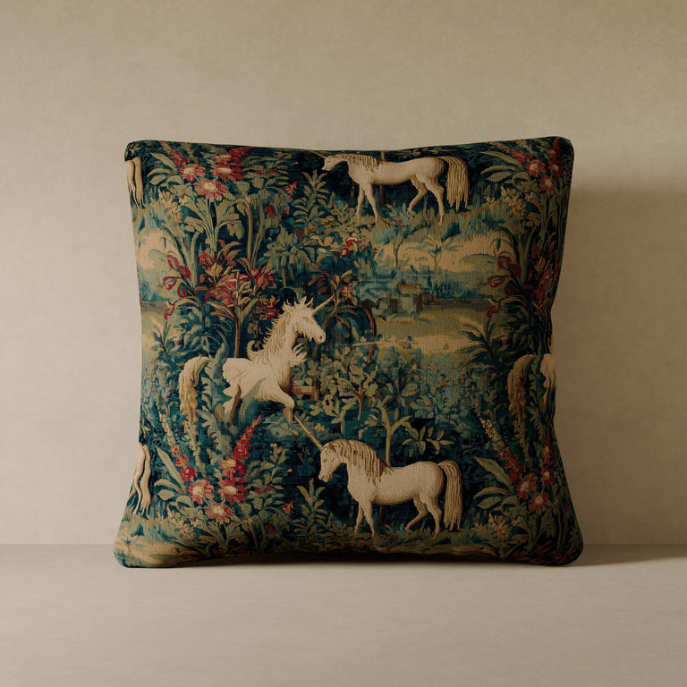 Unicorn Holiday Velvet Pillow