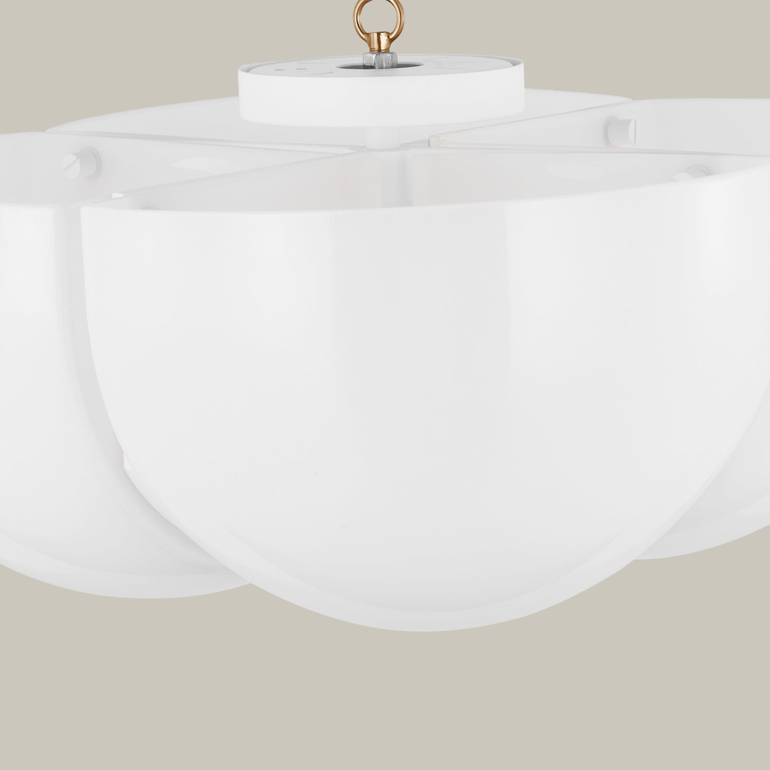 Lemieux et Cie Cheverny Large Semi-Flush Mount, a designer lighting fixture with white milk glass shades and matte white ceiling mount, shown at a slight top angle.