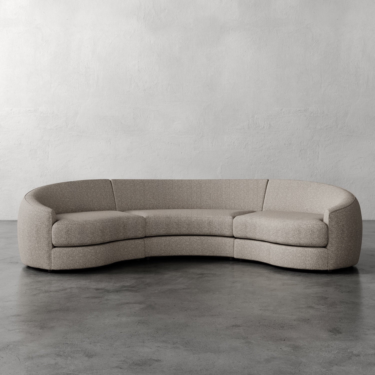 Lemieux Et Cie Rulmann Rulmann 3-Piece Sectional Curved beige sofa against a plain wall